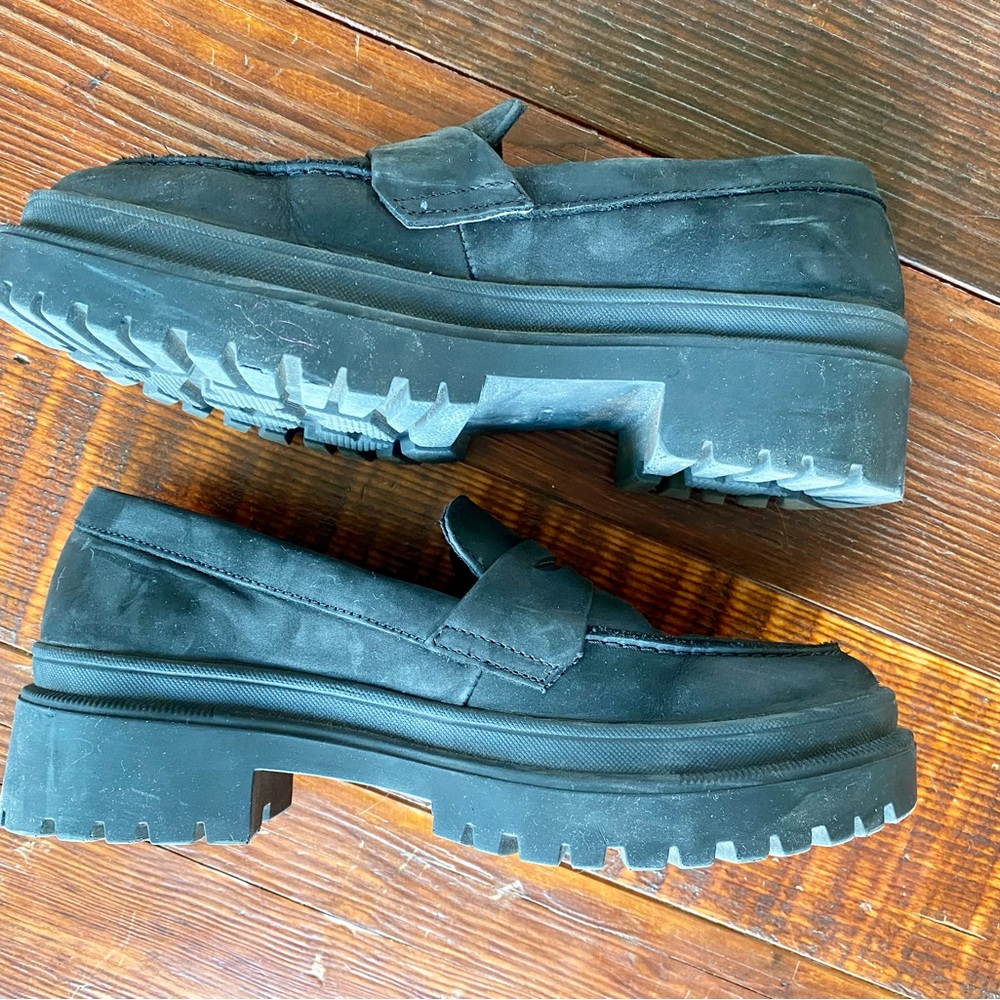 Portland Leather Black Platform Loafers - Picture 5 of 6